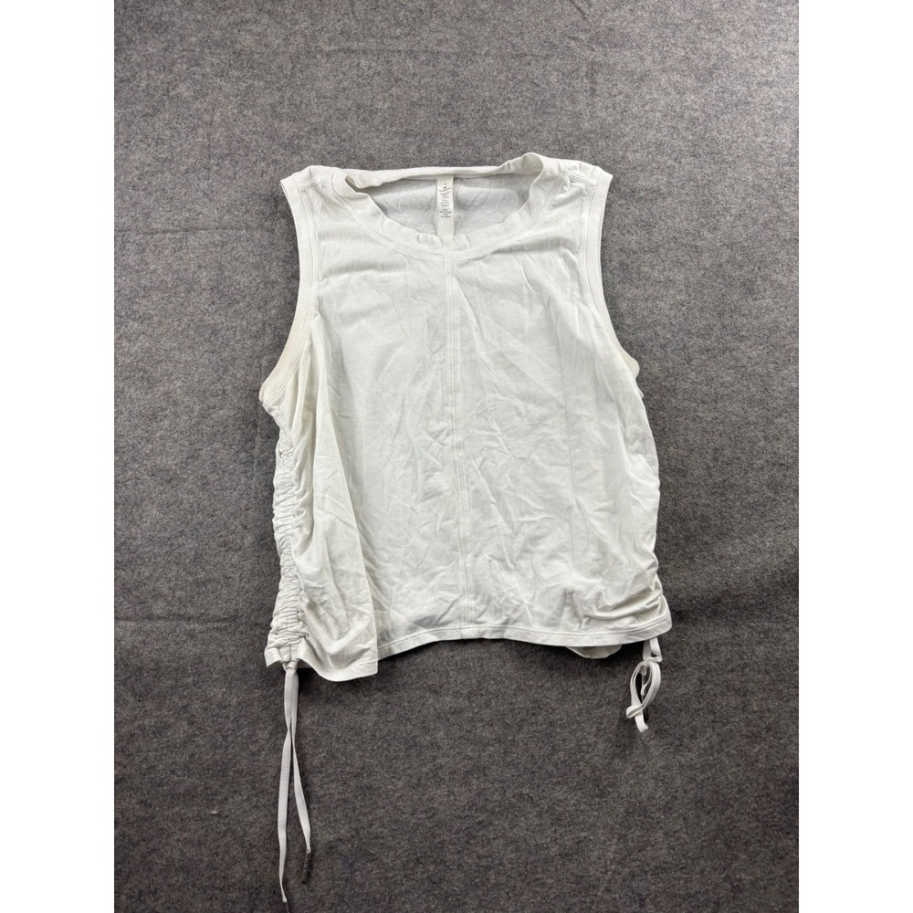 Lululemon All It Takes Tank Top‎ White Cinched Side Drawstring Sleeveless Size 8